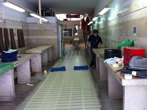 Wet and slippery floors in fish market